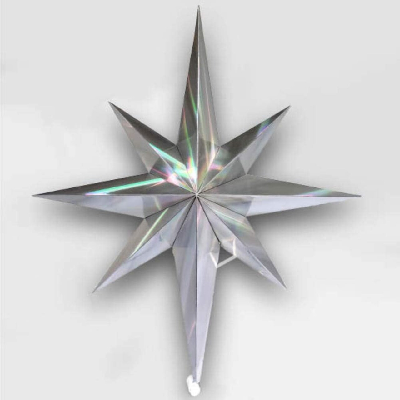 Large Star Christmas Tree Topper (Collapsible) Holographic Silver 11 Inches Star of Bethlehem Eight Pointed 8-Point Ornament